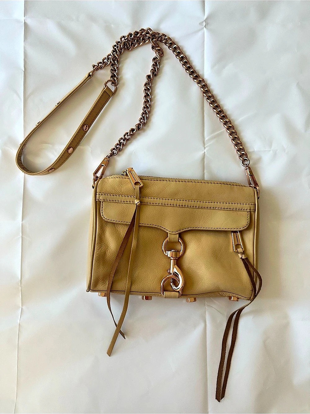 Rebecca Minkoff Mini MAC Crossbody Leather Bag in Tan